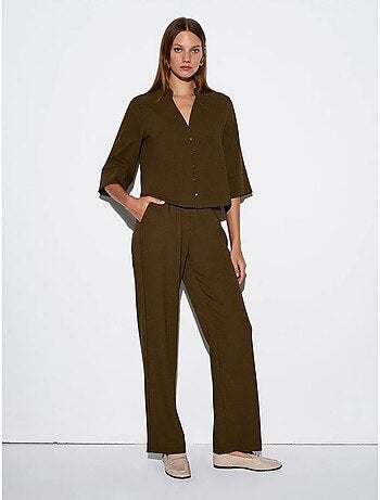 Pantalón de crepé de pernera ancha para mujer
