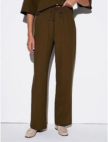Pantalón de crepé de pernera ancha para mujer