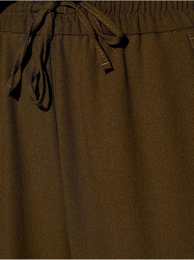 Pantalón de crepé de pernera ancha para mujer Verde caqui - Kiabi