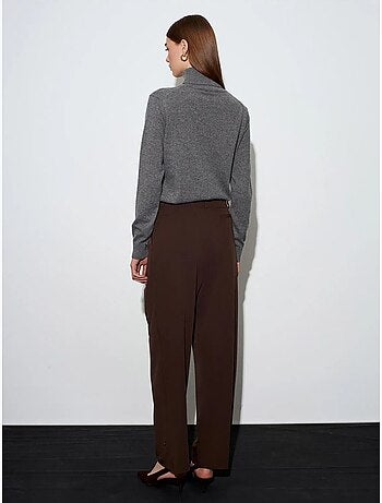 Pantalón de crepé de pernera ancha y cintura alta para mujer dilvin