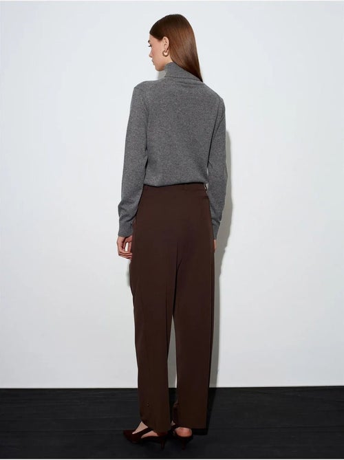 Pantalón de crepé de pernera ancha y cintura alta para mujer dilvin - Kiabi