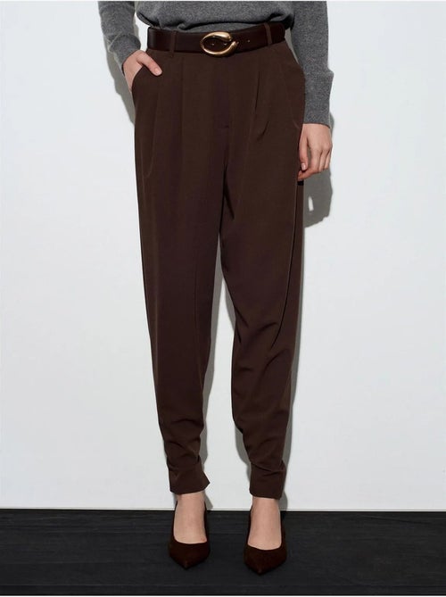 Pantalón de crepé de pernera ancha y cintura alta para mujer dilvin - Kiabi