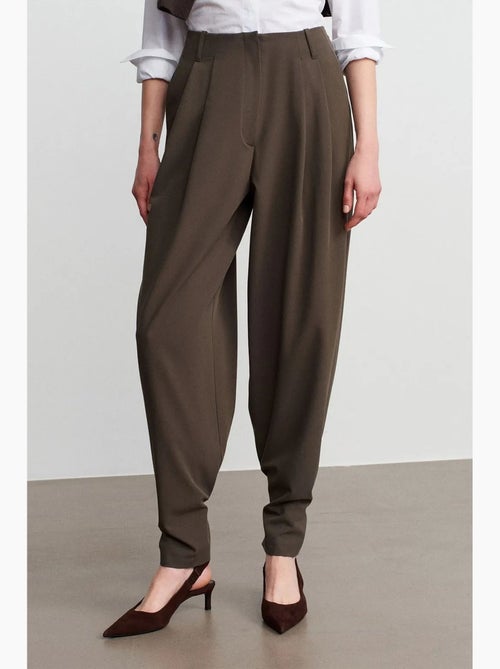 Pantalón de crepé de pernera ancha y cintura alta para mujer dilvin - Kiabi