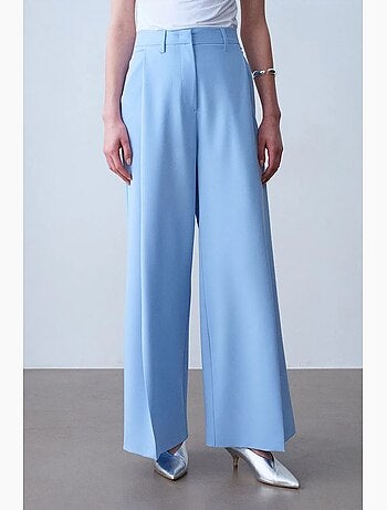 Pantalón de crepé de pernera ancha y tiro alto dilvin
