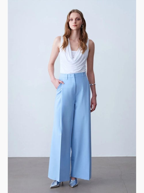 Pantalón de crepé de pernera ancha y tiro alto dilvin - Kiabi