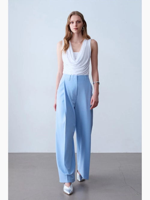 Pantalón de crepé de pernera ancha y tiro alto dilvin - Kiabi