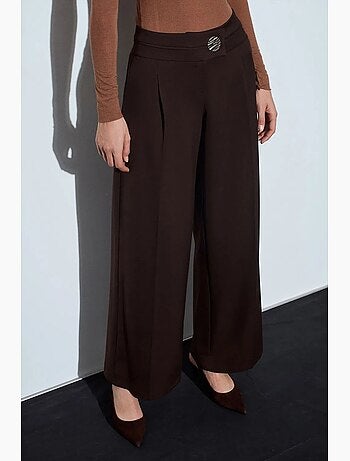 Pantalón de crepé de pernera ancha y tiro alto dilvin