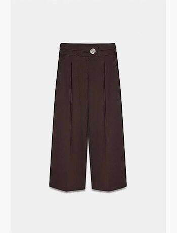 Pantalón de crepé de pernera ancha y tiro alto dilvin