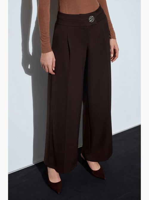 Pantalón de crepé de pernera ancha y tiro alto dilvin - Kiabi Pantalón de crepé de pernera ancha y tiro alto dilvin - Kiabi