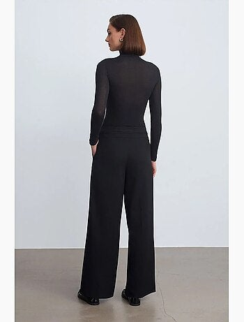 Pantalón de crepé de pernera ancha y tiro alto dilvin