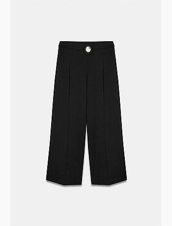 Pantalón de crepé de pernera ancha y tiro alto dilvin