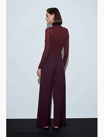 Pantalón de crepé de pernera ancha y tiro alto dilvin
