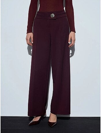 Pantalón de crepé de pernera ancha y tiro alto dilvin