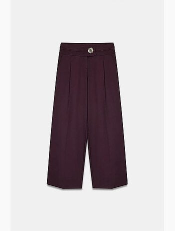 Pantalón de crepé de pernera ancha y tiro alto dilvin