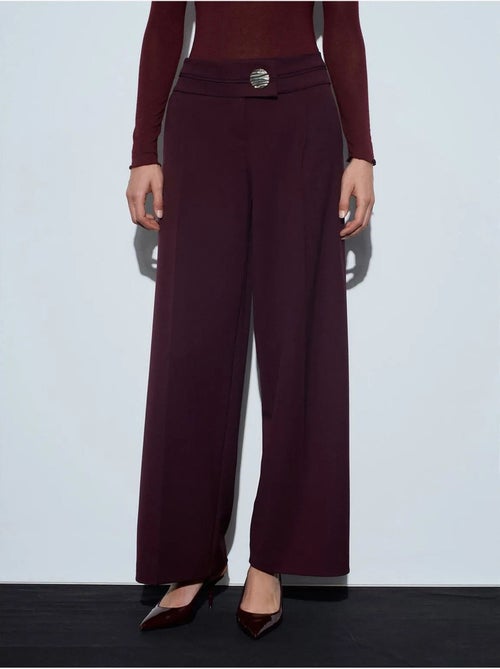 Pantalón de crepé de pernera ancha y tiro alto dilvin - Kiabi Pantalón de crepé de pernera ancha y tiro alto dilvin - Kiabi