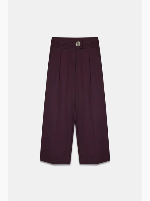 Pantalón de crepé de pernera ancha y tiro alto dilvin - Kiabi Pantalón de crepé de pernera ancha y tiro alto dilvin - Kiabi