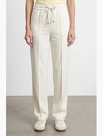 Pantalón de crepé de pernera recta con cintura de cordón ajustable dilvin