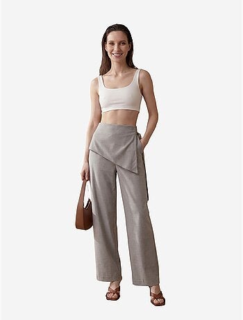 Pantalón de crepé de pierna ancha y tiro alto my fashion