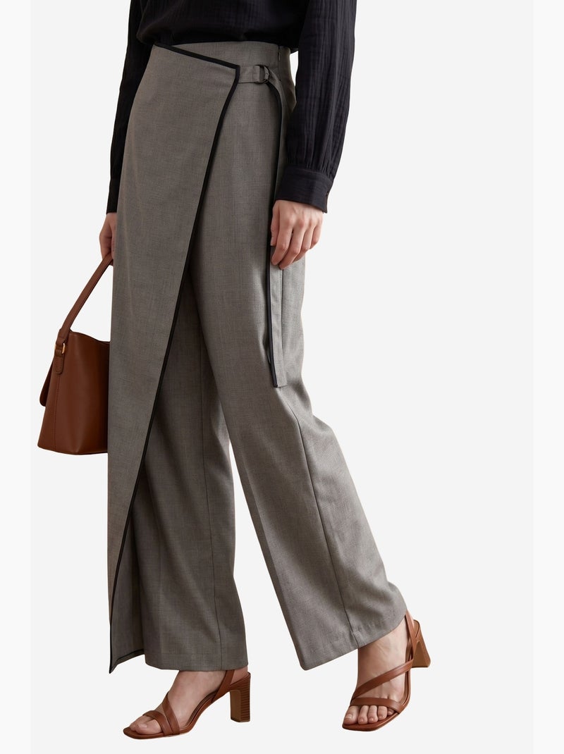 Pantalón de crepé de pierna ancha y tiro alto my fashion Gris claro - Kiabi