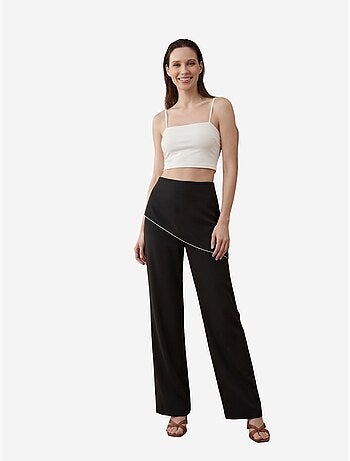 Pantalón de crepé de pierna ancha y tiro alto my fashion