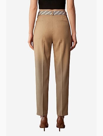 Pantalón de crepé de pierna recta y tiro alto con cinturón my fashion