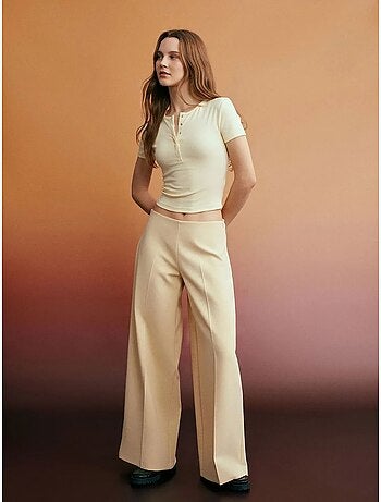 Pantalón de crepé de tiro alto y pernera ancha