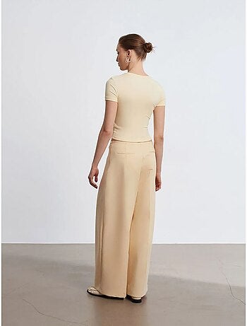 Pantalón de crepé de tiro alto y pernera ancha