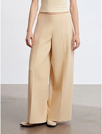Pantalón de crepé de tiro alto y pernera ancha