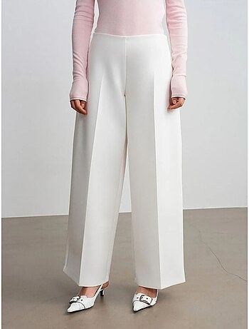 Pantalón de crepé de tiro alto y pernera ancha