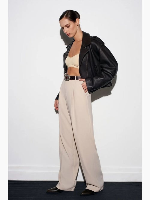 Pantalón de crepé de tiro alto y pernera ancha dilvin - Kiabi