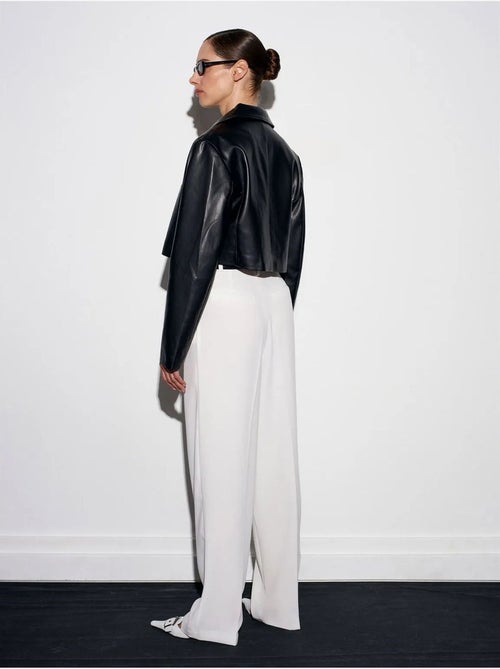 Pantalón de crepé de tiro alto y pernera ancha dilvin - Kiabi Pantalón de crepé de tiro alto y pernera ancha dilvin - Kiabi