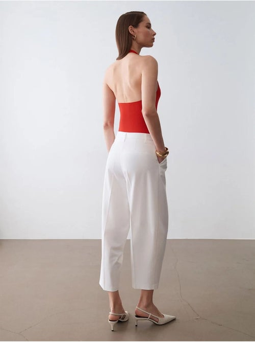 Pantalón de crepé de tiro alto y pernera ancha dilvin - Kiabi