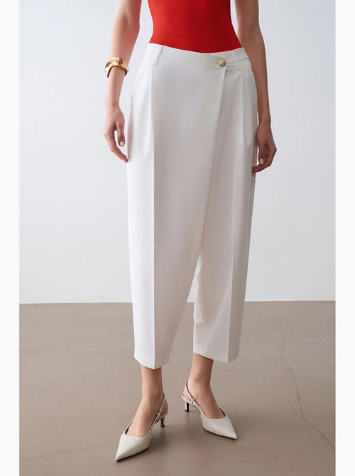 Pantalón de crepé de tiro alto y pernera ancha dilvin - Kiabi