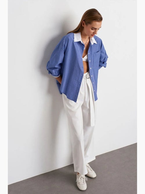 Pantalón de crepé de tiro alto y pernera ancha dilvin - Kiabi