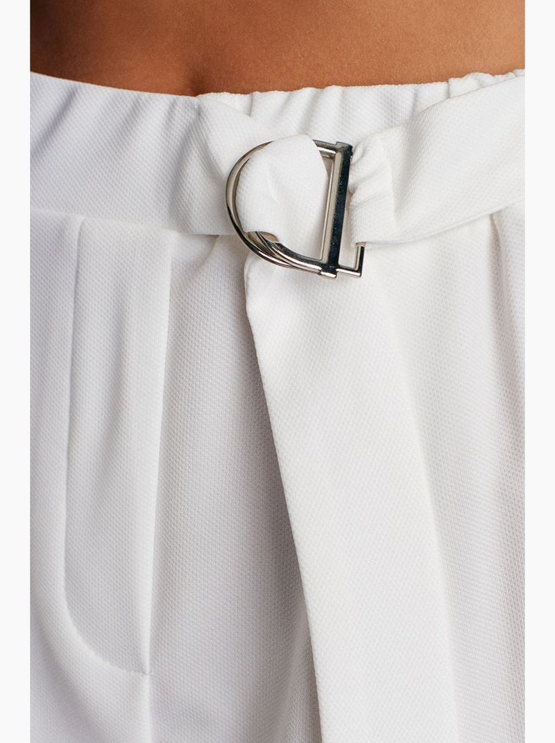 Pantalón de crepé de tiro alto y pernera ancha dilvin Blanco - Kiabi