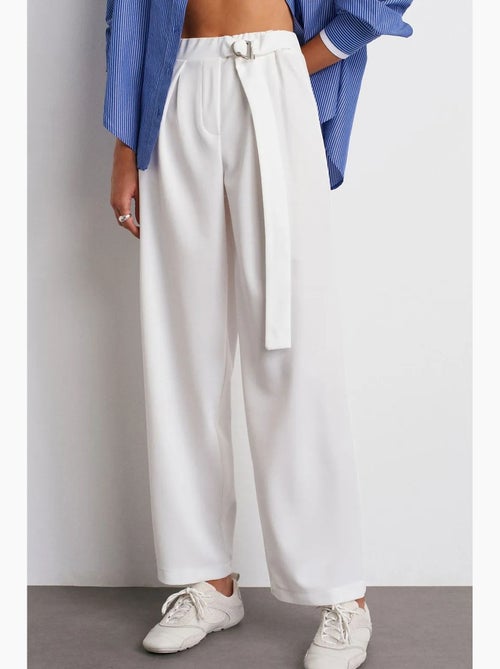 Pantalón de crepé de tiro alto y pernera ancha dilvin - Kiabi