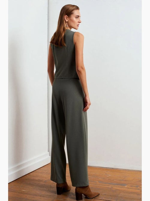 Pantalón de crepé de tiro alto y pernera ancha dilvin - Kiabi