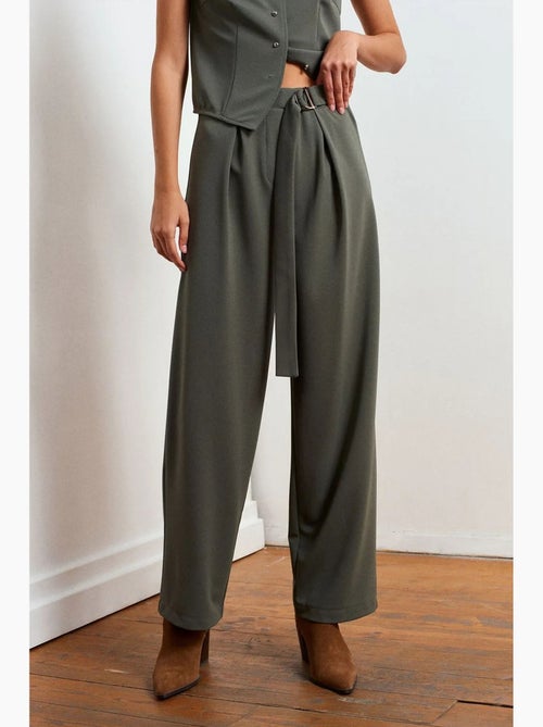 Pantalón de crepé de tiro alto y pernera ancha dilvin - Kiabi