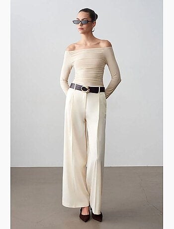 Pantalón de crepé de tiro alto y pernera ancha dilvin