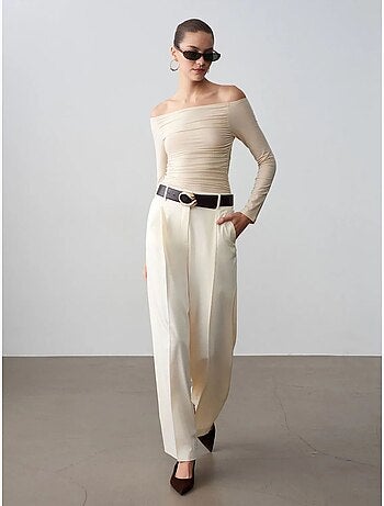 Pantalón de crepé de tiro alto y pernera ancha dilvin
