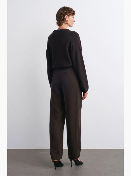 Pantalón de crepé de tiro alto y pernera ancha dilvin - Kiabi Pantalón de crepé de tiro alto y pernera ancha dilvin - Kiabi