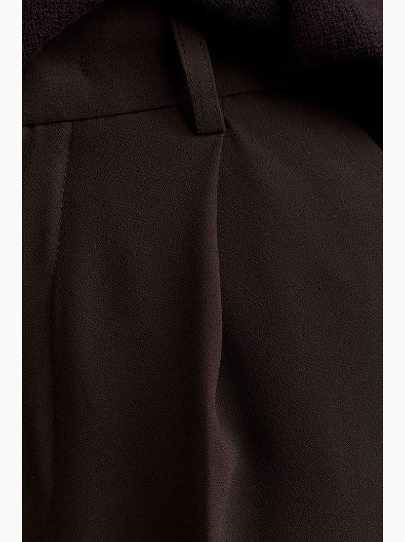 Pantalón de crepé de tiro alto y pernera ancha dilvin Marrón chocolate - Kiabi
