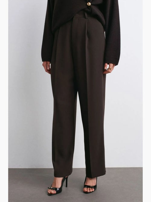 Pantalón de crepé de tiro alto y pernera ancha dilvin - Kiabi Pantalón de crepé de tiro alto y pernera ancha dilvin - Kiabi