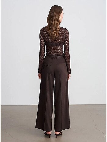 Pantalón de crepé de tiro alto y pernera ancha dilvin