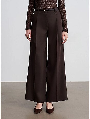 Pantalón de crepé de tiro alto y pernera ancha dilvin