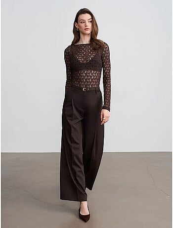 Pantalón de crepé de tiro alto y pernera ancha dilvin