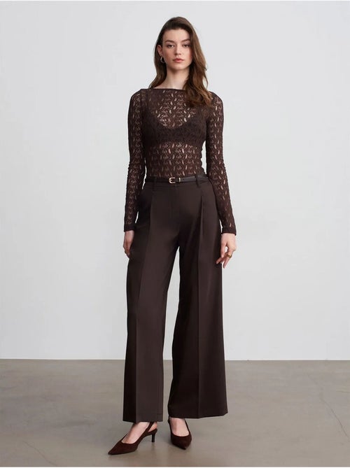 Pantalón de crepé de tiro alto y pernera ancha dilvin - Kiabi