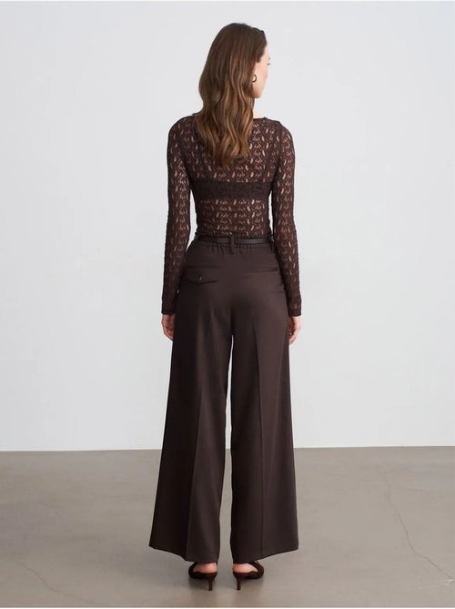 Pantalón de crepé de tiro alto y pernera ancha dilvin - Kiabi