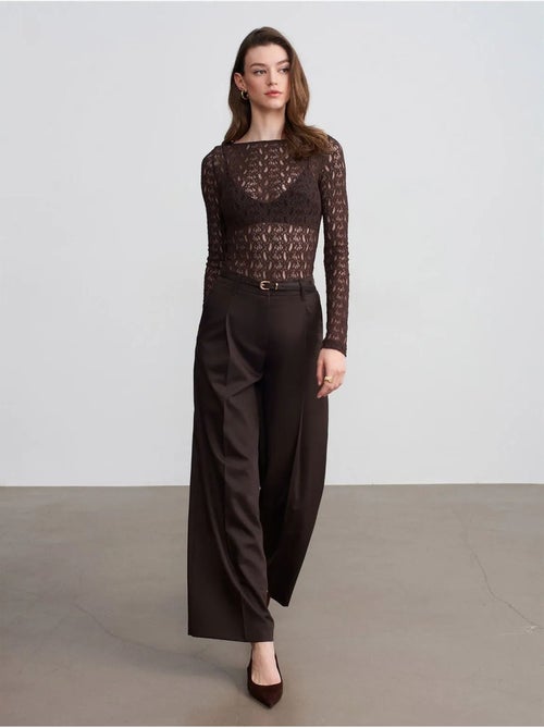 Pantalón de crepé de tiro alto y pernera ancha dilvin - Kiabi