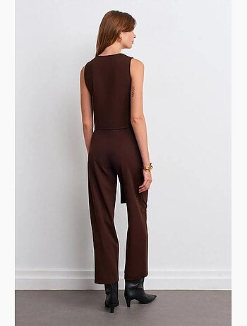 Pantalón de crepé de tiro alto y pernera ancha dilvin